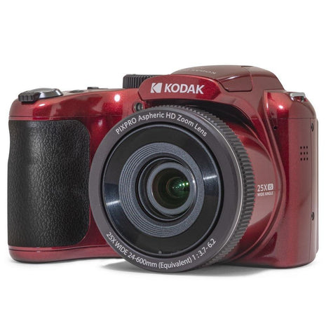 KODAK PIXPRO AZ255 16MP Digital Camera, 25x Optical Zoom, AA, OIS, Red | Image Stabilization 1080p Full HD Video 3' LCD Vlogging