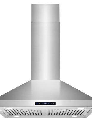 30 in. Lumin Coll 380 CFM Ducted Island Range Hood, LED, Stainless Steel | Cosmo COS-63ISS75 Soft Touch Controls, 3 Fan Speeds, Permanent Dishwasher-Safe Baffle Filters, Timer and Clock