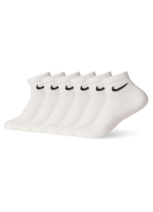Nike Unisex Everyday Cushioned Training Ankle Socks (6 Pairs), White/Black, Large