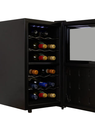 Koolatron 18 Bottle Dual Zone Wine Cooler, Black Thermoelectric Wine Fridge, 1.7 cu. ft (48L), Freestanding Wine Cellar, Red, White, Sparkling Wine Storage for Home Bar, Kitchen, Apartment, Condo