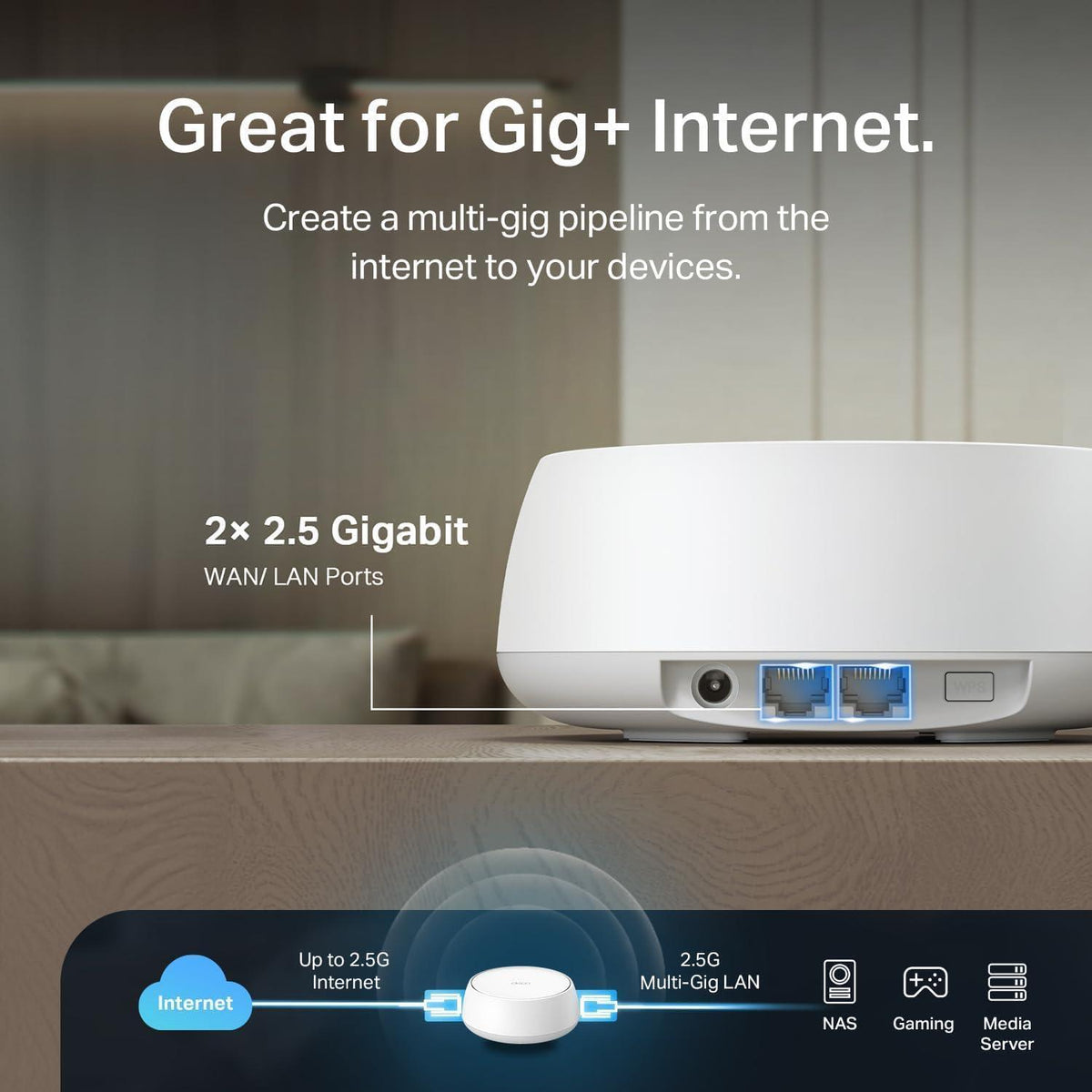 TP-Link Deco BE25 Dual-Band BE5000 WiFi 7 Mesh Wi-Fi System | 4-Stream 5 Gbps, 240 Mhz | Covers up to 6,600 Sq.Ft | 2X 2.5G Ports Wired Backhaul | VPN,MLO, AI-Roaming, HomeShield, 3-Pack