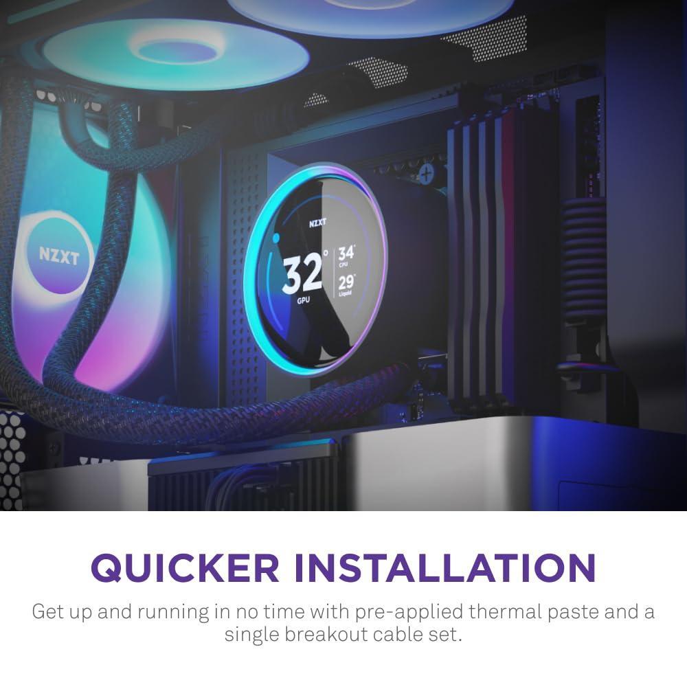 NZXT Kraken Elite 280 RGB 2024 - AIO CPU Liquid Cooler - 280mm Radiator - F280 RGB Core Fan - Customizable 2.72" IPS LCD - NZXT Turbine Pump - AMD® AM5, AM4 - Intel® LGA 1851/1700, 1200/115X - Black