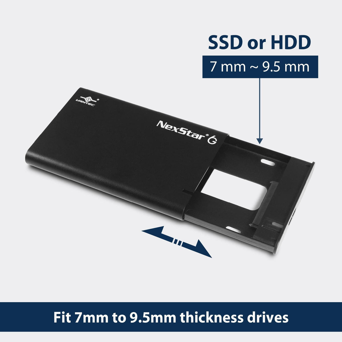 NexStar 6G, 2.5” SATA III to USB 3.2 Gen1 External SSD/HDD Enclosure, ID: Black