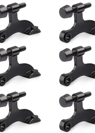 HOMOTEK 6 Pack Hinge Pin Black Door Stopper,Adjustable Deluxe Heavy Duty Door Stopper 2-1/2"x1-3/4",with Black Rubber Bumper Tips