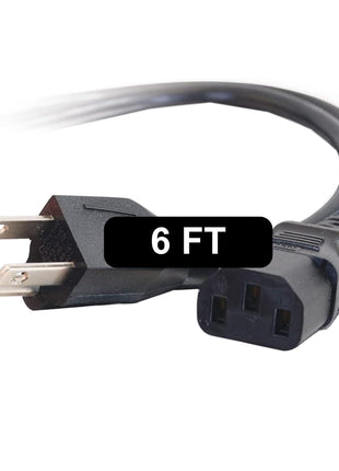 C2G 6FT Premium Replacement AC Power Cord - Durable Power Cable for TV, Computer, Monitor, Appliance & More (24240), Pack of 1