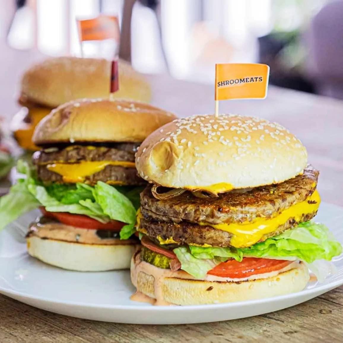 Vegan Shroomeats Mushroom Burger Patties - High Protein Meat Substitute from Shiitake Mushrooms - Non-GMO, 8 Allergens-Free Plant Based Burger Patties - Nutritious, and Delicious Vegan Meat - 8.0 Oz - x2 patties