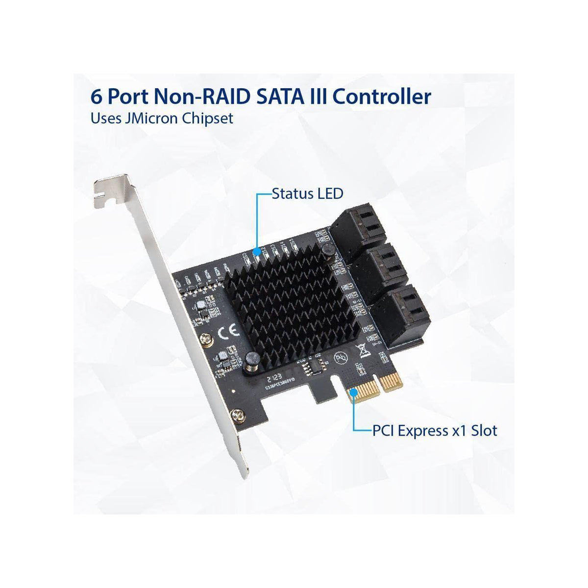IO CREST 6 Port SATA III to PCIe 3.0 x1 Non-RAID Expansion Card JMB575 JMB582 Low Profile Bracket (SY-PEX40166)