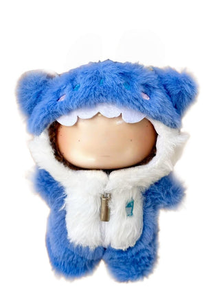 Clothes for labubu Dolls - Cute Shark Outfit for 6.7 Inch (17cm) 1-Piece Marine-Themed Costume Accessory, Friends (Doll Not Included) - Perfect for Collectors and Dress-Up (No Doll) (Blue)