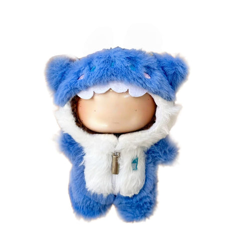 Clothes for labubu Dolls - Cute Shark Outfit for 6.7 Inch (17cm) 1-Piece Marine-Themed Costume Accessory, Friends (Doll Not Included) - Perfect for Collectors and Dress-Up (No Doll) (Blue)