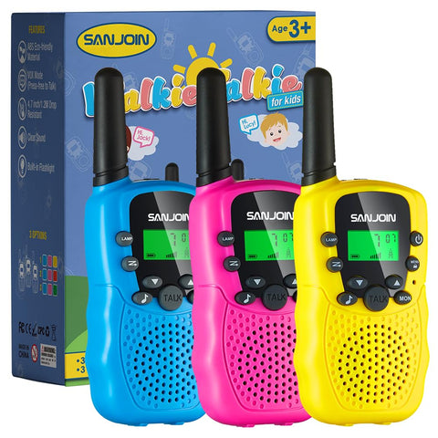 Walkie Talkies for Kids Toys for Boys Girls 4-6, 3 Miles Range Walkie Talkie to Camping, Outdoor 4 Year Old Girl Birthday Gifts for 3 4 5 6 7 Year Old Boy Girl Gifts Age 6-8 (Blue&Pink&Yellow)