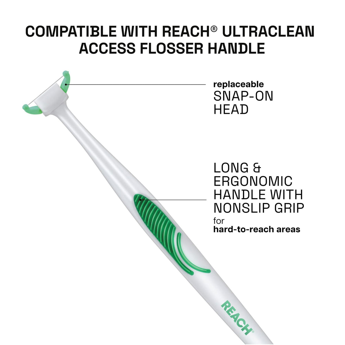 REACH Ultraclean Access Flosser Refill Heads, Mint, Plaque Remover for Teeth, Shred Resistant, for Hard to Reach Areas, Oral Care, PFAS Free, for Adults & Kids, 1 Pack, 28 Count