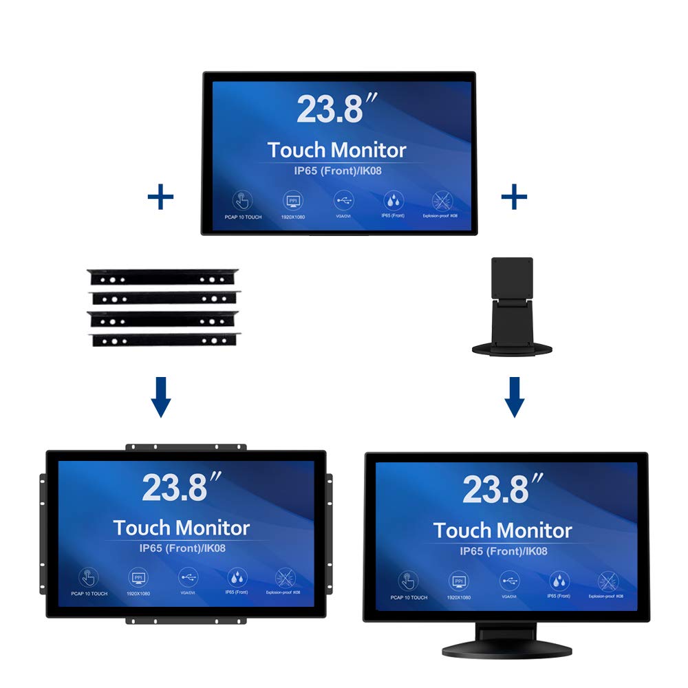 GreenTouch 23.8 Inch 10 Points Open Frame PCAP Touchscreen Monitor - Industrial Touch Display -16:9 -TFT LCD