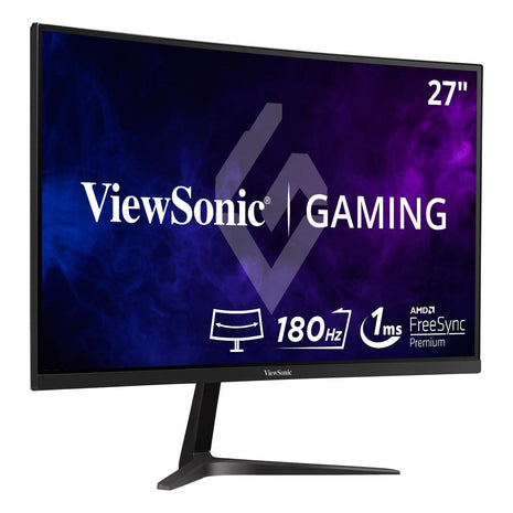 ViewSonic VX2718-2KPC-MHD 27 Inch 1440p Curved Gaming Monitor, 180Hz and 1ms for Smooth Gameplay, FreeSync Premium and Eye Care Technology for Comfortable Viewing, HDMI, and DisplayPort Inputs
