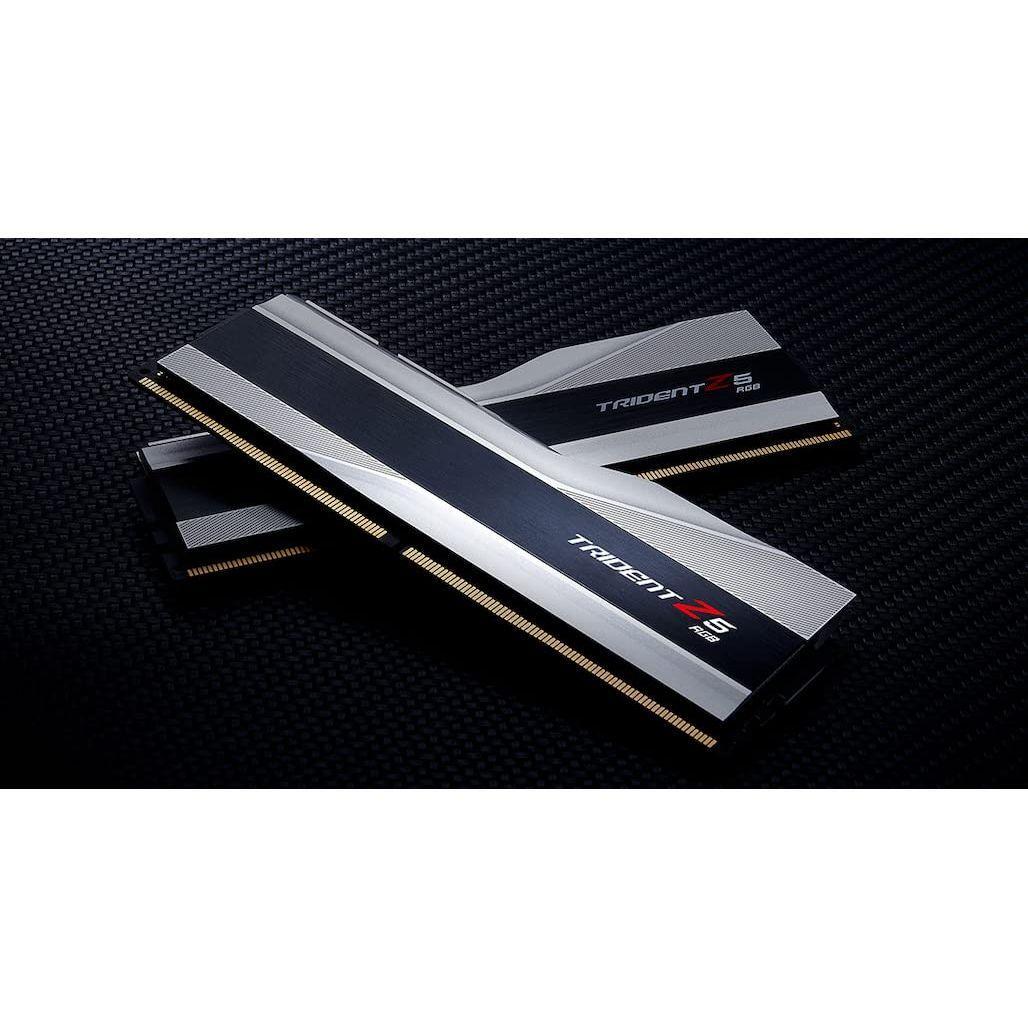 G.SKILL Trident Z5 RGB Series (Intel XMP 3.0) DDR5 RAM 32GB (2X 16GB) 6000MT/s CL36-36-36-96 1.35V Desktop Computer Memory U-DIMM - Metallic Silver (F5-6000J3636F16GX2-TZ5RS)