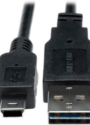 Tripp Lite Universal Reversible USB 2.0 Hi-Speed Converter Adapter Cable (Reversible A to 5Pin Mini-B M/M) 1-ft.(UR030-001), Black