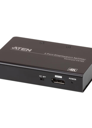 ATEN VS192 2-Port True 4K DisplayPort Splitter SST Split or MST Extended Display - Connect 1 DP Source to 2 Display Port Computer Monitor - TAA Compliant - Metal