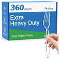 Dealusy 360 Count Extra Heavy Duty Clear Plastic Forks Disposable, BPA-Free, Heat Resistant, Solid and Durable Disposable Forks Bulk, Premium Plastic Forks heavy duty for Party Supply
