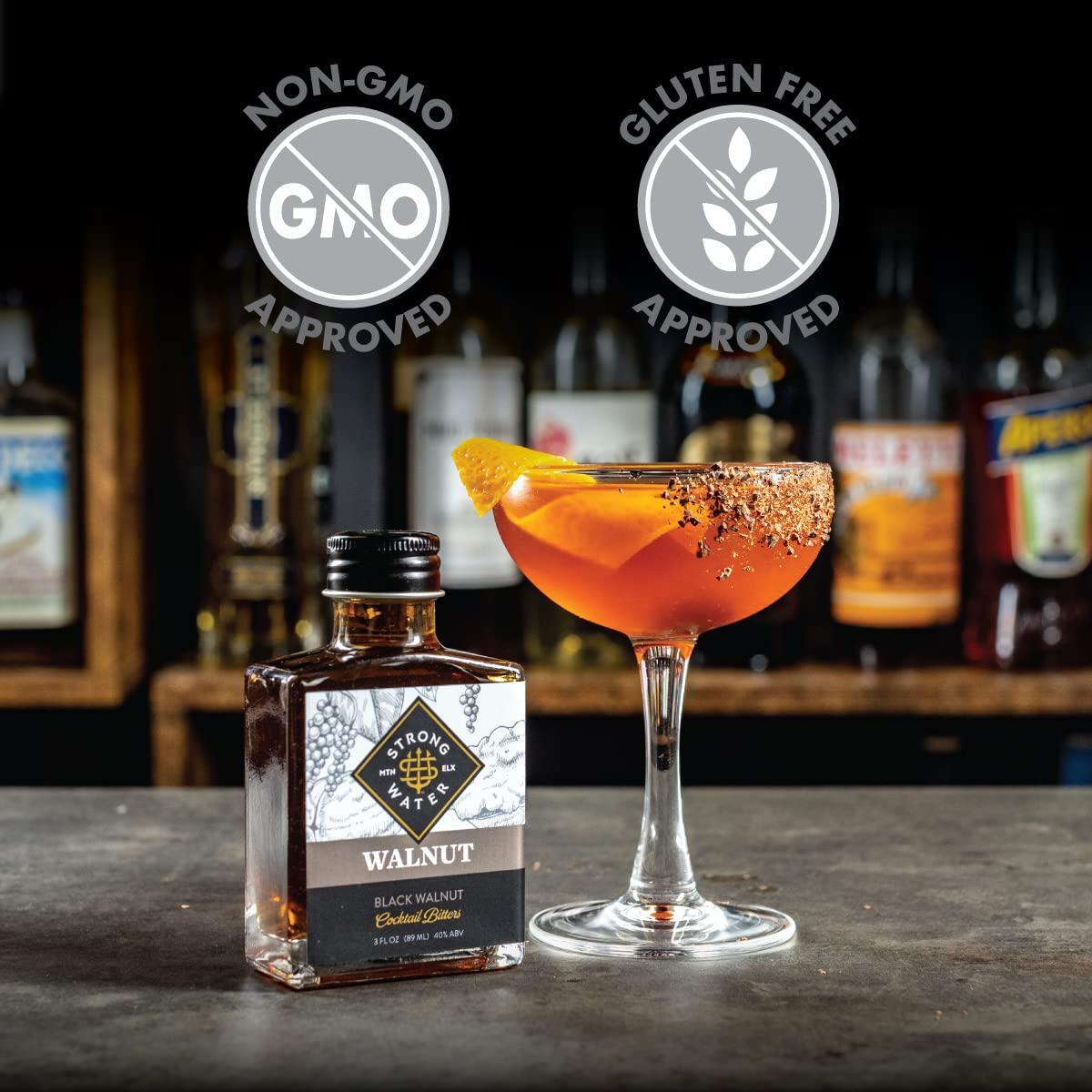 Strongwater Black Walnut Bitters (40 Servings) - Rich, Nutty Walnut Bitters for Cocktails - Pair with a Manhattan, Coffee, or for Old Fashioned - 3oz, 1 Pack