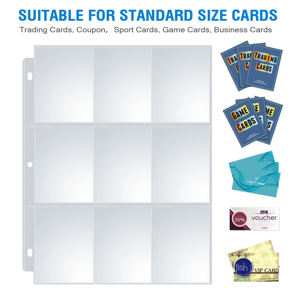 36 Pack 9 Pocket Page Protectors, Sooez Trading Card Sleeves for 3 Ring Binder, Baseball Cards Holder, Protective Pages Sheets for Binders Album, Fit for YuGiOh, MTG, Game, Business & Sports Cards
