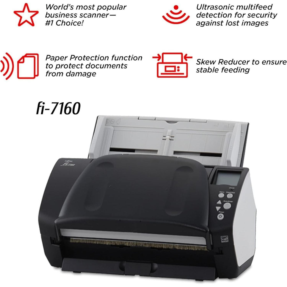 Fujitsu FI-7160 - Document Scanner - Duplex - 8.5 inx14 in - 600 DPIx600 DPI - UP to 60 PPM (Mono)/UP to 60 PPM (Color) - ADF (80 Sheets) - UP to 4000 SCANS PER Day - USB 3.0 (Renewed)
