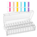 Nsidd Bead Storage Containers, 24 Small Rectangular Clear Bead Organizer Box with Hinged Lids and 30 Pcs Labels, for Diamond Painting Art, Small Parts, Jewelry Charms