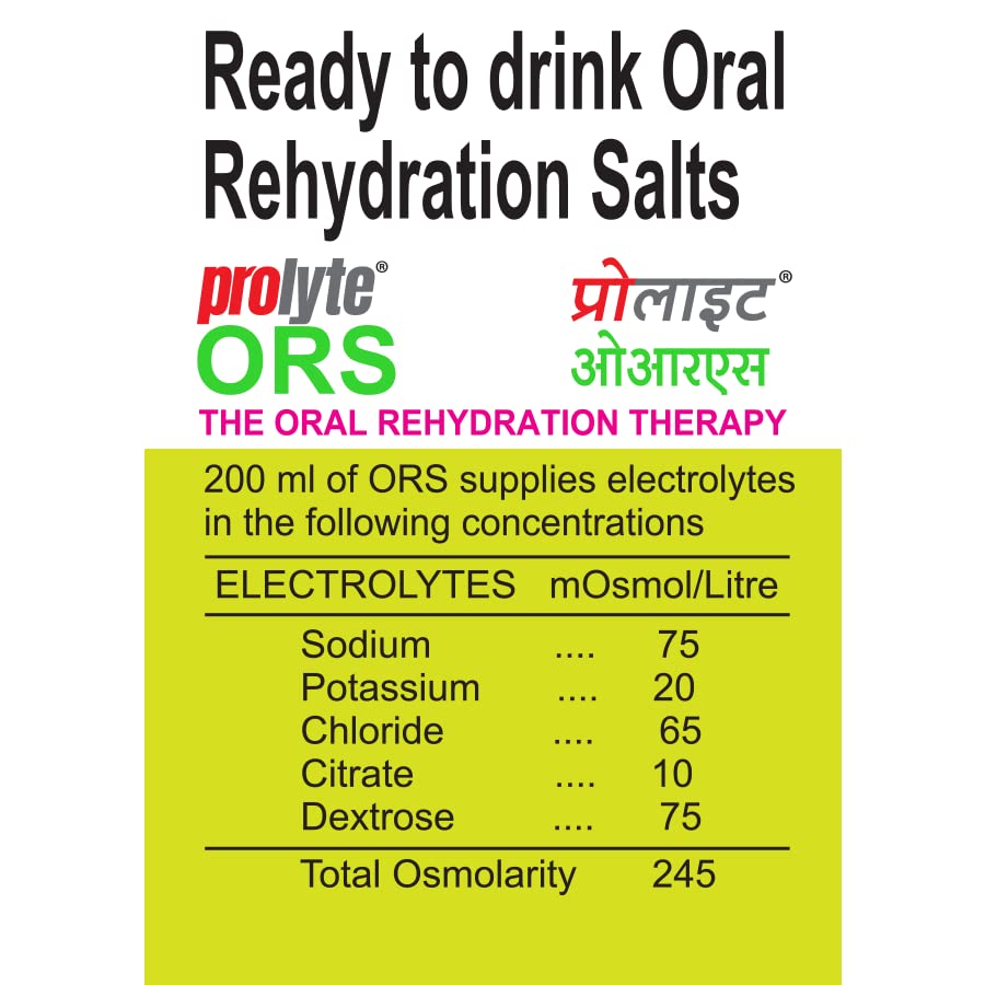 Cipla Prolyte Ors Ready To Drink Oral Rehydration Contains Vital Electrolytes Vegetarian|Restores Body Lost Due To Sweating,Diarrhea&Vomiting|Who Formula (Nimbu Paani,Pack Of 10), Lemon