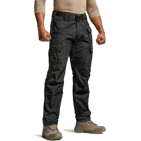 CQR Men's Tactical Pants, Water Resistant Ripstop Cargo Pants, Lightweight EDC Work Hiking Pants, Outdoor Apparel, Duratex Mag Pocket Black, 34W x 32L