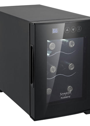 Koblenz EVFK-06 6-Bottle Free Standing Single Zone Fridge and Chiller, Wine | Thermoelectric Wine Cooler with Digital Display and Touch Controls, Black, Wine Bottles, EVFK-06, Great Value, For Gifts