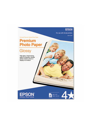 Epson Premium Photo Paper - Letter - 8.50 x 11 - 68 lb Basis Weight - High Gloss - 92 Brightness - 50 / Pack - White
