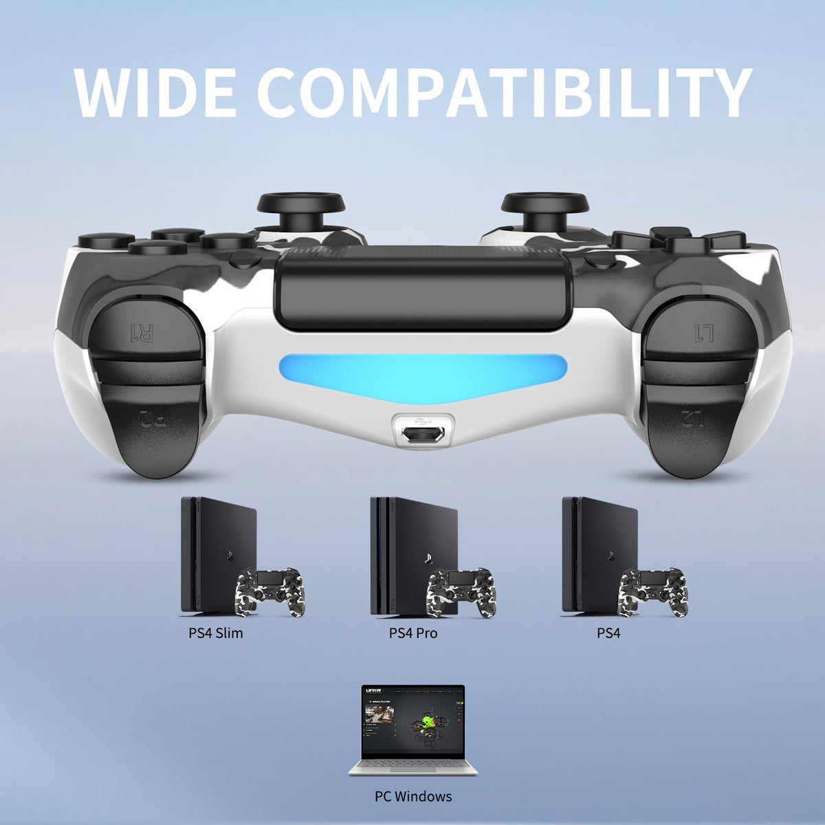 2 Pack Wireless Controller for Ps4/Slim/Pro with 1000mah Battery/Dual Vibration/Audio Jack/Six-axis Motion Sensor(Camouflage Grey and Camouflage Green)