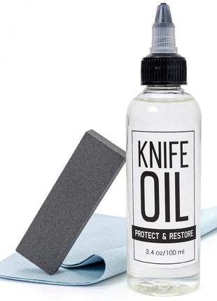 Knife Oil Rust Eraser Kit, Extra Large Rust Remover for Knives, Sword Maintenance Oil (3.4 oz) for Carbon Steel Blade, Cleaning, Protection And Lubricant Care Set