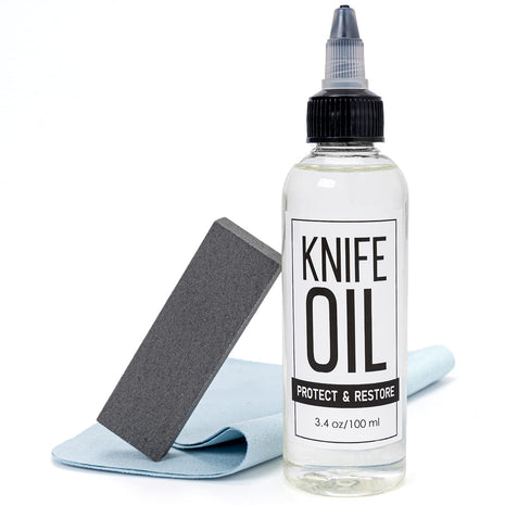 Knife Oil Rust Eraser Kit, Extra Large Rust Remover for Knives, Sword Maintenance Oil (3.4 oz) for Carbon Steel Blade, Cleaning, Protection And Lubricant Care Set