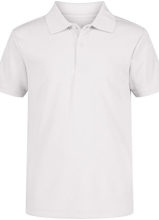 Nautica Boys' School Uniform Short Sleeve Polo Shirt, Button Closure, Moisture Wicking Performance Material, White, 14-16