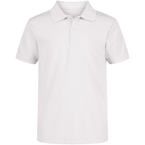 Nautica Boys' School Uniform Short Sleeve Polo Shirt, Button Closure, Moisture Wicking Performance Material, White, 14-16