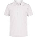 Nautica Boys' School Uniform Short Sleeve Polo Shirt, Button Closure, Moisture Wicking Performance Material, White, 14-16