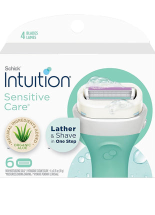 INTUITION Schick Refill, Razors for Women Sensitive Skin | Intuition Razor Blades Refill with Organic Aloe, Razor Refills , 6 Count (Pack of 1)