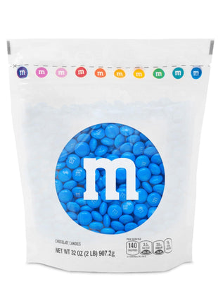 M&M’S WORLD Blue Candy Bulk - Milk Chocolate Candy, 2 lbs Resealable Pack for Graduation, Wedding, 4th of July, Birthdays, Party Favors, Boy Baby Showers, Gender Reveal Ideas, Easter and more