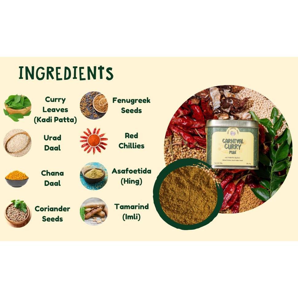 Salt Pepper Podi | Carnival Curry Podi | Exquisite Blend of Aromatic Spices | Mouthwatering Taste | Authentic South Indian Cuisine | Natural & Aromatic - Refill Pack - (3.52Oz / 100Gm)