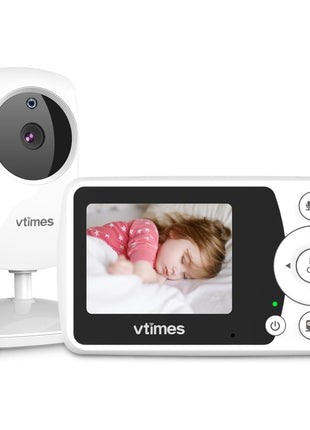 VTimes Baby Monitor with Camera and Audio, No WiFi, 2.4" LCD Screen, Two-Way Talk, Portable, Night Vision, 1000ft Range, Temperature Sensor, Alarm and Lullaby, for Baby Shower
