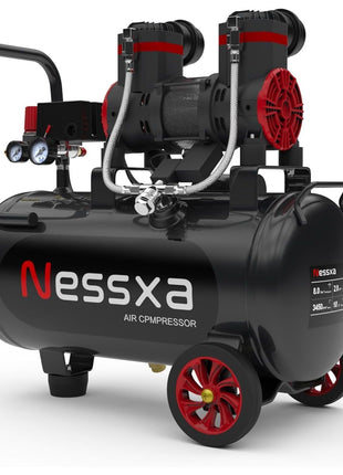 10 Gallon Ultra Quiet Air Compressor with Two Quick Couplers, 2HP 8.76 CFM@ 115PSI Pressure Oil-Free Air Compressor Tank, 70dB Quiet Compressor for Auto Repair, Tire Inflation 110V/60hz