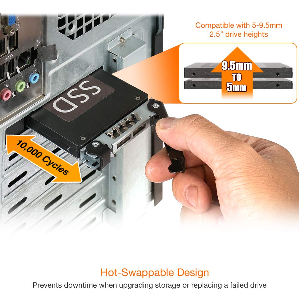 ICY DOCK 2.5 inch SATA SSD Removable Hard Drive Bay Adapter for PCIe Expansion Card Slot | ExpressSlot MB839SP-B