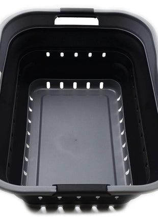 SAMMART 42L Collapsible Plastic Laundry Basket   Foldable Pop Up Storage Container/Organizer   Space Saving Hamper/Basket (1, Grey/Black)