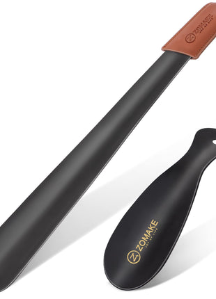 ZOMAKE Shoe Horn Long Handle for Seniors Men Women,Metal Long Shoehorn Boot Horn 16.5 inch,Travel Small Shoe Spoon Helper for Kids 7.5 inch