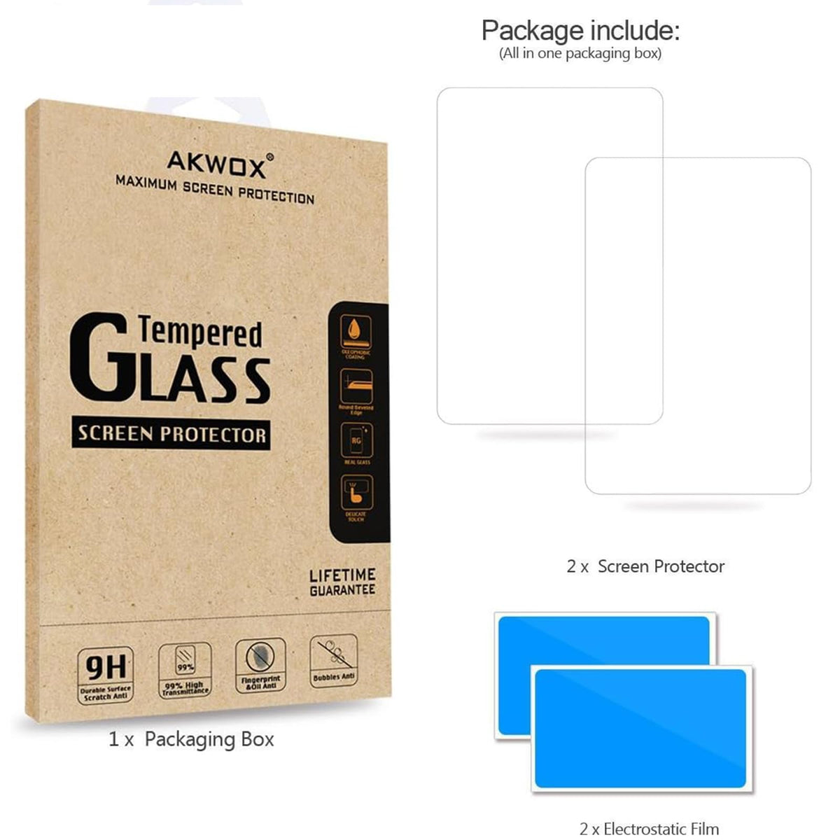 AKWOX Screen Protector Compatible with PS Vita 2000 (Pack of 2), Premium HD Clear 9H Tempered Glass Screen Protective Film Max Clarity High Touch Accuracy Film