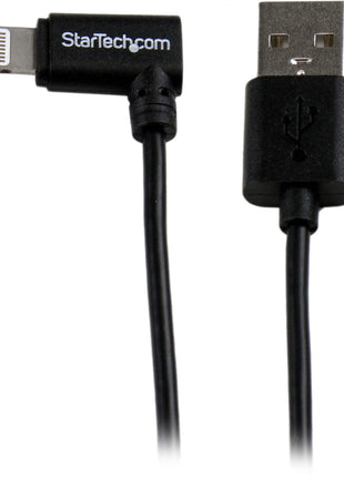 StarTech.com 2m 6ft Angled Black Apple 8-pin Lightning to USB Cable for iPhone iPod iPad - Angled Lightning Cable - Charge & Sync - 2 m (USBLT2MBR)