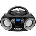 MEGATEK Portable CD Player Boombox with FM Radio, Bluetooth, USB Port, AUX Input, and Headphone Jack – CD-R/CD-RW/MP3-CD Compatible, Clear Stereo Sound, Backlit LCD Display – Black