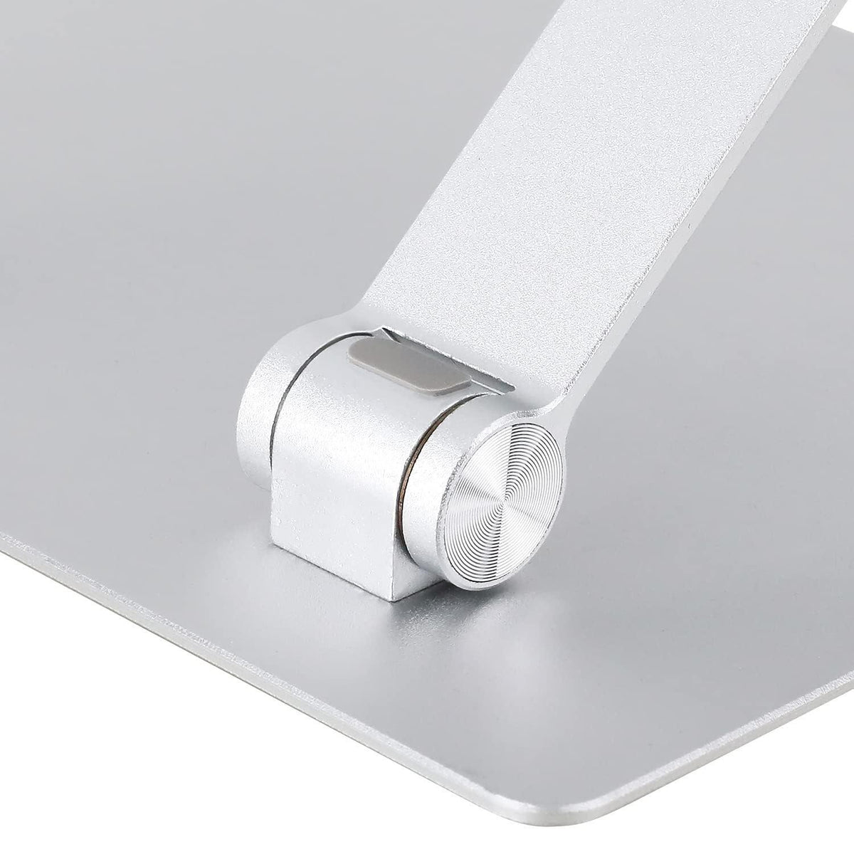 Amazon Basics Sturdy and Portable Ergonomic Laptop Stand for Desk, Adjustable Riser, Fits all Laptops and Notebooks up to 17.3 Inch, Silver, 10 x 8.7 x 6 in