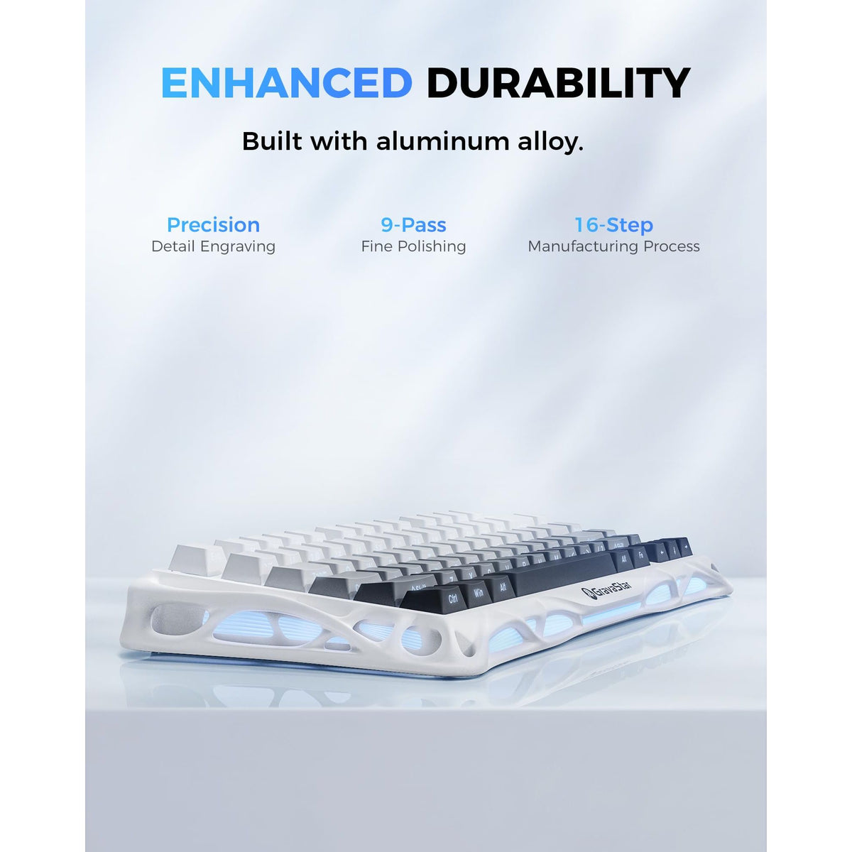 GravaStar Mercury K1 75% Wireless Mechanical Gaming Keyboard, Aluminum Alloy Exoskeleton Design, Gasket Custom Keyboard Hot-Swap Socket, Linear Switches, RGB Backlit