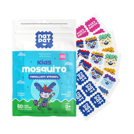 NATPAT Buzz Patch Mosquito Patch Stickers for Kids - Plant Based Ingredients, Non-Toxic - The Original All Natural Citronella Essential Oil Insect Patch, DEET Free, for Toddlers, Kids (48 Pack)