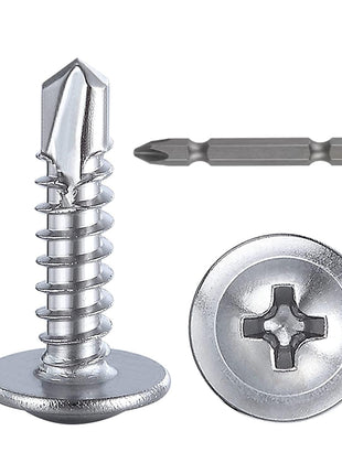 Wensilon(300pcs)#8×3/4"for Sheet Metal Self-Tapping Screws 410 Stainless Steel Truss Head High-Strength Quick Tapping Screws